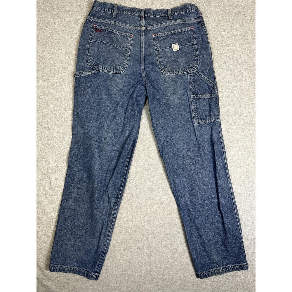Vtg 90s Y2K Carpenter Jean Men 36x34 Blue Hammer Loop Utility Dark Wash Workwear